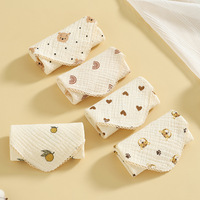 Bavoir triangulaire pliable en mousseline de coton doux à 4 couches, motif imprimé mignon, super absorbant pour nouveau-né