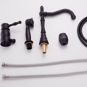 Set <span class=keywords><strong>Rubinetto</strong></span> per Vasca da <span class=keywords><strong>Bagno</strong></span> in Stile Europeo Nero Puro, Miscelatore a Tre Fori <span class=keywords><strong>con</strong></span> Soffione Doccia - Product Image 3