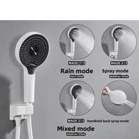 Ensemble de douche mural moderne en chrome brossé, thermostatique, finition blanche dissimulée, jets de massage/doux/pluie, pour appartement et hôtel
