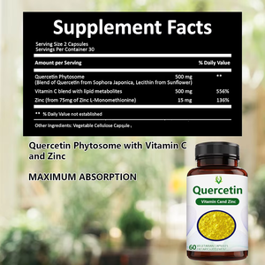 Private Label Quercetin Capsules Dietary <b>Supplement</b> Promote Caediovascular Health and Strengthen Join Bone Health for Adult - Product Image 2
