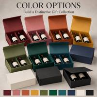 Coffret Cadeau Luxe Personnalisé Double Bouteille de Vin Style Livre Logo Arabesque Bourgogne Vodka Whisky Fermeture Magnétique Écologique