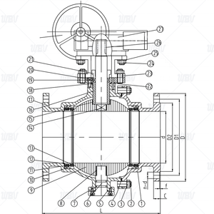 บอลวาล์ว ANSI แบบมีหน้าแปลน TB รุ่น Q347F-300LB ผ่านกระบวนการอบชุบแข็ง FRAS บอลวาล์วแบบตัน บอลวาล์วแบบยึดติดกับท่อ ป้องกันการระเบิด รุ่น Q347F-300LB แบบทนความร้อนขั้นสูง - Product Image 5