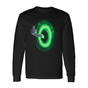 T-shirt à manches longues avec motif doigt d'honneur et chat au dos – Tenue promotionnelle unique - Product Image 2