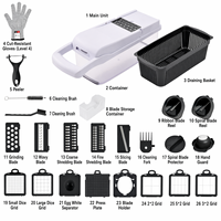 Ensemble de hachoirs à légumes gris clair avec gants anti-coupures, éplucheur et 26 accessoires pour tous vos besoins en cuisine