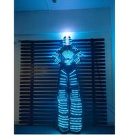 LED Roboter Kostüm LED Kleidung Stelzen Walker Kostüm LED Anzug Kostüm Helm Laser CO2 Jet Maschine