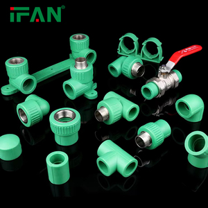 IFAN Prix d'usine en gros, tuyaux et raccords PPR de 20-110 mm, matériel de plomberie, raccords PPR en plastique vert - Product Image 1