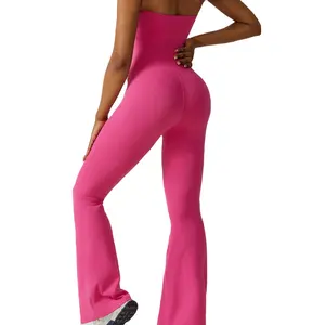 السيدات ملابس صالة ألعاب رياضية الشركة المصنعة العلامة التجارية الخاصة لياقة بدنية ملابس اليوغا النساء مخصص وردي مثير بذلة مضيئة