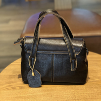 Tas Boston Vintage Logo Kustom Kulit Sapi Lapisan Atas untuk Wanita, Tas Selempang untuk Kerja, Bepergian, Belanja, dan Aktivitas Sehari-hari
