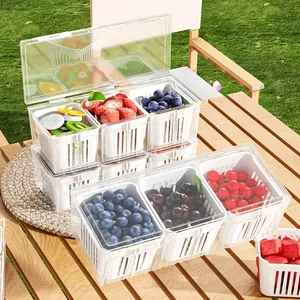 Reusable Kitchen Organizer with 3 Grids Plastic Food <b>Storage</b> <b>Container</b> for Garlic Onion Pepper Fruit Vegetable Drain Basket - Product Image 2