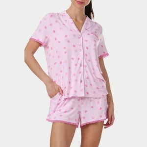 Conjunto de Pijama Corto para <span class=keywords><strong>Mujer</strong></span> Beefey, Personalizado con Estampado Frontal, <span class=keywords><strong>C</strong></span>ómodo, Súper Suave, Transpirable, Informal - Product Image 1