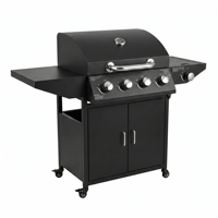 Barbecue au gaz propane 4 brûleurs 50 000 BTU avec brûleur latéral, barbecue portable sur chariot pour jardin, terrasse, camping