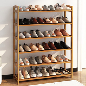 Étagère à chaussures en bambou 6 niveaux, design moderne, gain de place, pour entrée, salon, rangement - Product Image 5