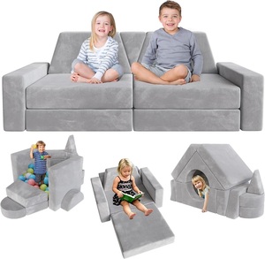 Canapé modulaire <span class=keywords><strong>pour</strong></span> enfants 15 pièces, kit de construction de fort <span class=keywords><strong>pour</strong></span> tout-petits et enfants, mobilier de salle de jeux, canapé convertible <span class=keywords><strong>pour</strong></span> garçons et filles - Product Image 1