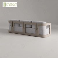 Ensemble de salon extérieur moderne en teck avec chaise longue, canapé et table basse, coussins imperméables, couleur personnalisable pour salon, patio, hôtels