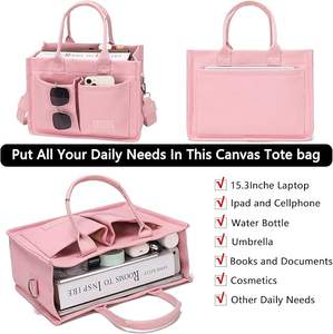 Free Sample New Fashion Style <b>Tote</b> <b>Bag</b> Polyester Solid Color Gift <b>Canvas</b> Shopping <b>Bag</b> <b>with</b> <b>Zipper</b> Drawstring and Outside Pocket - Product Image 2