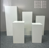 Support de présentation de desserts en métal blanc, colonnes carrées cylindriques, décoration pour mariage, fête, événement