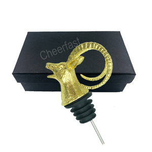 Cabeza de ciervo de aleación de Zinc, cabeza de oveja de Metal dorada, vertedor de vino y acero inoxidable para boquilla de licor - Product Image 5