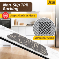Tapis de cuisine absorbants à bords festonnés avec motif de feuilles 3D, antidérapants, lavables et résistants aux taches pour la cuisine, la buanderie et l'évier