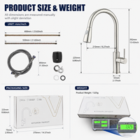 Robinet de cuisine moderne en acier inoxydable 304 à poignée unique, à poser sur le plan, rotation à 360 degrés, mitigeur eau chaude/froide, valve en céramique