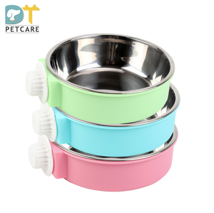 Crate Dog Bowl Removable Water Food Feeder Bowls Cage Coop Cup for Cat Puppy Pets Stainless steel hanging dog bowl