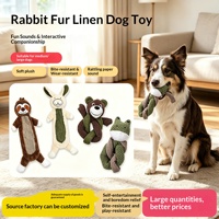 Jouet pour chien personnalisé, série de jouets en peluche et lin pour chien, résistant aux morsures, pour le divertissement et le soulagement de l'ennui, idéal pour le nettoyage des dents, en forme de lapin.