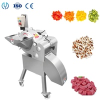 Industriële groente- en fruitsnijder, aardappel-wortel-ui snijmachine, diepvries rundvlees-vleesblokjes snijmachine, hamblokjes snijmachine