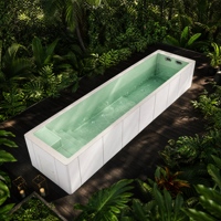 Piscine préfabriquée en PRV de 9,2 m avec contre-courant, piscine en fibre de verre haute résistance de 30 pieds avec filtration préinstallée