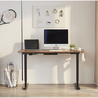Bureau électrique réglable en hauteur pour ordinateur portable, en bois, avec double moteur et 2 pieds en forme de L, pour position assise ou debout