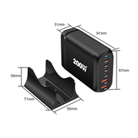 Ponsel sertifikasi CE Rohs GaN Tech 6 port USB C 100W 200W QC3.0 18W pengisi daya Cepat GaN untuk pengisi daya Laptop MacBook