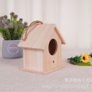 Casa de Pájaros de Madera, Forma Cuadrada Pequeña, Nido Cálido para Mascotas, Decoración Colgante para Interiores y Exteriores - Product Image 5