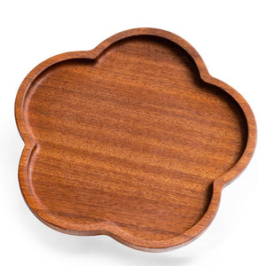 Plateau en bois massif en forme de pétale, couleur naturelle bambou, style simple, plateau de service pour fruits, pain, desserts, usage domestique - Product Image 1