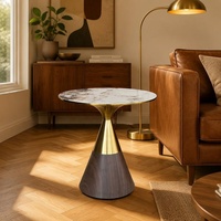 Table console moderne en pierre frittée de luxe léger avec coins arrondis, durable et écologique pour l'école et le salon