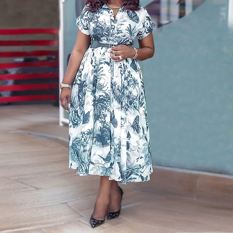 dress printing designs Shop Our Latest Design Summer Dress with Lapel Button Printing