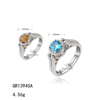 Bague pour femme Grace réversible en bleu et or plaqué rhodium pour mariage ou fête