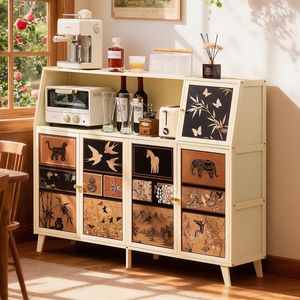 Bamboo <b>Sideboard</b> Vintage Coffee <b>Cabinet</b> 900mm High Multi Functional Tea Storage <b>Kitchen</b> Living Room <b>Cabinet</b> - Product Image 2