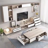 Meubles de salon en vente flash, style nordique minimaliste, prix de gros, design rectangulaire, meuble TV et table basse