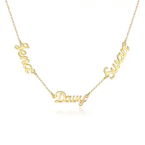 Custom Multiple Names Necklace for Women Personalized Family Name Gold Plated Stainless Steel Nameplate Jewelry Necklaces