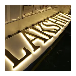 Free Design Gold Stainless Steel 3D Backlit Letter Signage Customizable Store Front Sign Metal Logo Channel Letter Sign