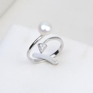 Bague ouverte en argent S925 pour femme, accessoires de bijoux romantiques à faire soi-même, bracelet vide réglable, bague de doigt en perle 07, licence - Product Image 1