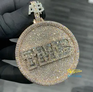 Joyería de hombre Pass Diamond Tester 14K chapado en oro 925 Plata letra nombre Logo Hip Hop Iced Out cadena personalizada VVS Moissanite colgante