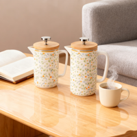 Cafetière à piston portable en céramique avec composants en acier inoxydable, équipement de préparation manuelle pour usage domestique