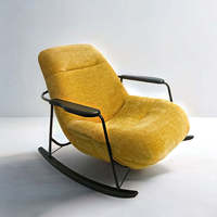 Fauteuil à bascule en tissu vert, écologique, inclinable, avec pieds cabriole, confortable, ergonomique, moderne, pour salon