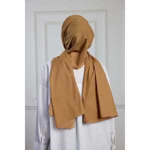 Écharpe en pur coton couleur café laiteux, accessoire de tenue modeste - Product Image 1