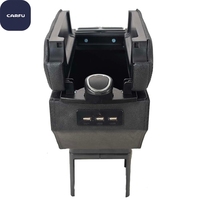 Kotak Konsol Penyimpanan Sandaran Tangan Mobil Universal dengan 3 Port Pengisian Daya USB, Aksesoris Interior Kulit PU OEM Laris Manis