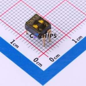 DSIC02THGET DIP Switch Through hole Component (THT) Switch Flat Toggle, Groove Type Single Pole Single Throw 2 PC Pin - Product Image 1