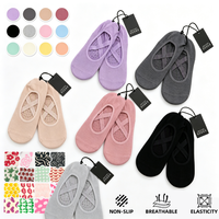 Chaussettes de yoga à logo et sangles croisées pour femmes, antidérapantes, pour le sport, la gym, le Pilates, le ballet, la danse classique, personnalisables