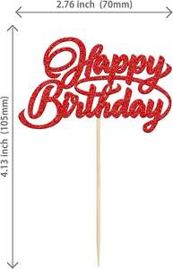 Adornos para Cupcakes de Cumpleaños, Decoraciones para Pasteles con Purpurina Roja para Celebrar Cumpleaños - Product Image 2