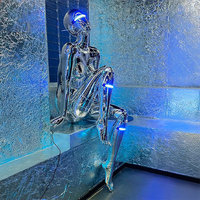 Usine Sexy Robot Femme Métal Statue Taille Réelle En Fibre De Verre Lumineux Femme Robot Hajime Sorayama Sculpture Bar Décoration