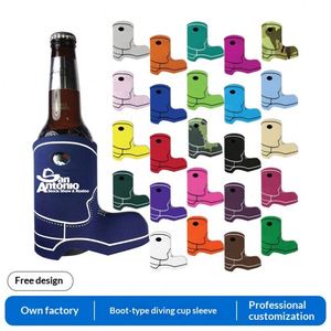 Funda de neopreno a la moda con forma de bota para botella de cerveza y vaso, aislante de 12 oz, sin base - Product Image 1