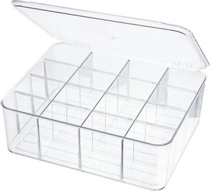Multifunctional 8 Compartment Plastic Storage <b>Box</b> with Clear Top Lid for Organizing Office or Home Items for <b>Tea</b> Bags and Toys - Product Image 1